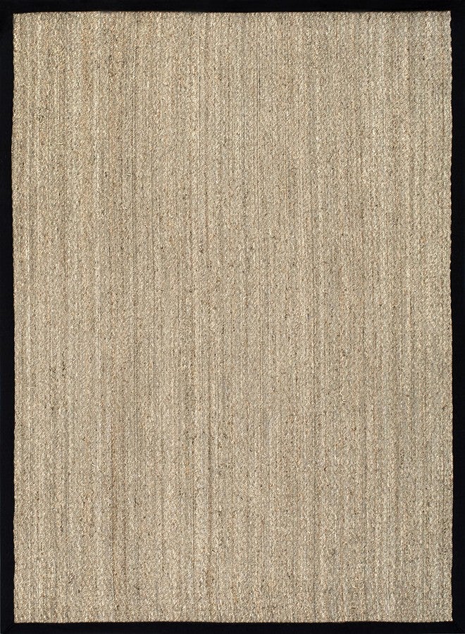 nuLOOM 3x5 Elijah Seagrass Area Rug, Black, Solid Farmhouse Style, Cotton Bordered, Basketweave, Natural Fiber, For Bedroom, Dining Room, Living Room, Hallway, Office, Kitchen, Entryway - Image 2